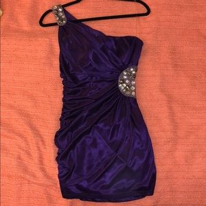 Formal purple one-shoulder dress